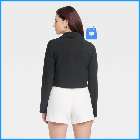 XS - Womens Cropped Zipper Jacket - A New Day - Black - Picture 6 of 6
